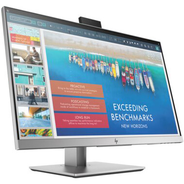 HP MONITOR 23.8" ELITE E243D BUSINESS DOCKING WITH LAN AND CAMERA · IPS LED FHD 1920 X 1080 · 7MS · 250 CD·M? · HEIGHT ADJUSTABLE · PIVOT · SWIVEL · TILT · 3X USB · VGA · HDMI · DISPLAY PORT · USB TYPE-C · SILVER · BLACK