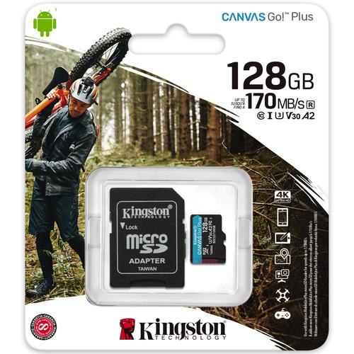KINGSTON CANVAS SELECT PLUS 128GB SDCG3/128GB170MB/S V30 A2 CLASS 10 MICRO SD CARD W/ ADAPTER